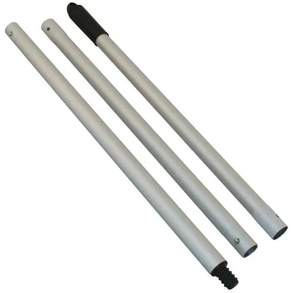 Kraft Tool Co. 60 in. Aluminum Snap Style Broom Handle, 3-Piece Lightweight Replacement Pole
