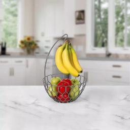Spectrum Honeycomb Gray Fruit Basket with Banana Hanger Tree thumbnail 1