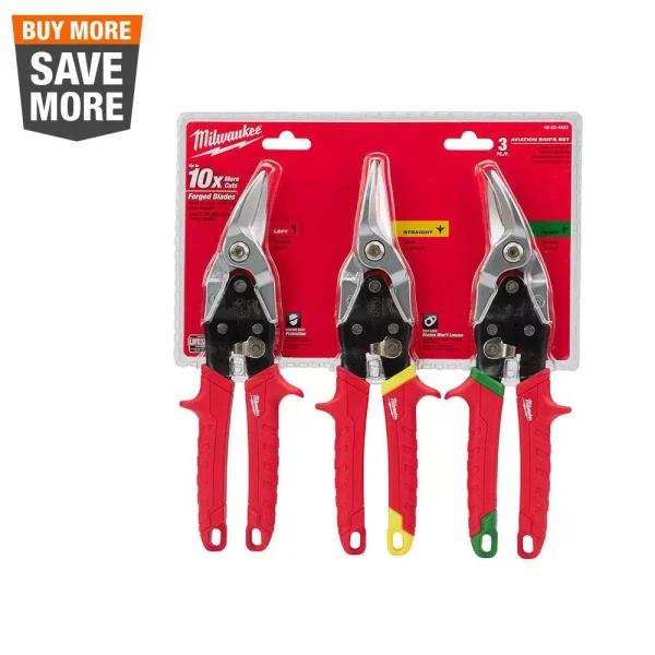 Milwaukee Aviation Snips 3-Pack - Left, Right, and Straight Cut Set