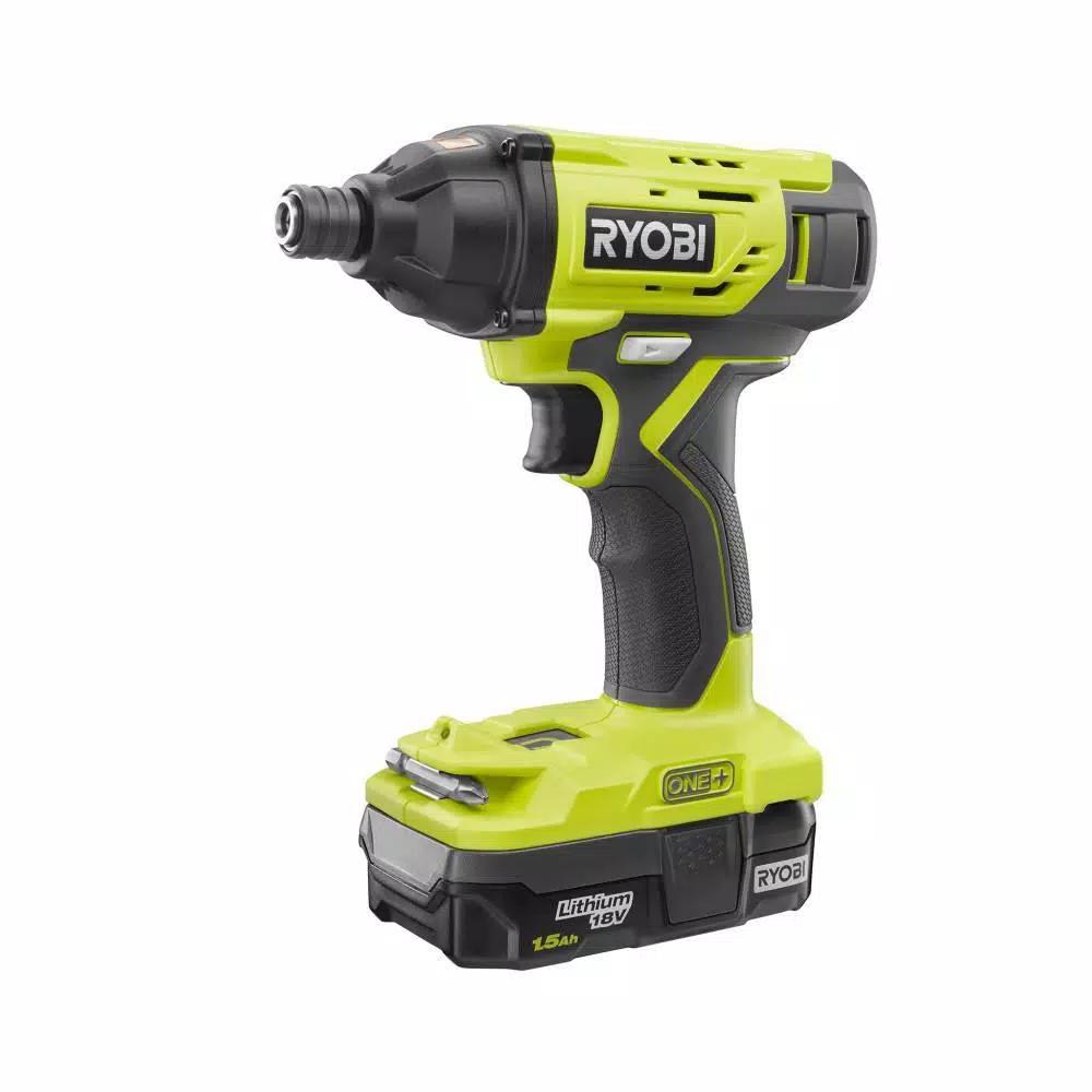 RYOBI 18V ONE+ Cordless 1/4 in. Impact Driver Kit with (2) 1.5 Ah Batteries, Charger, Bag, and 70-Piece Driving Kit