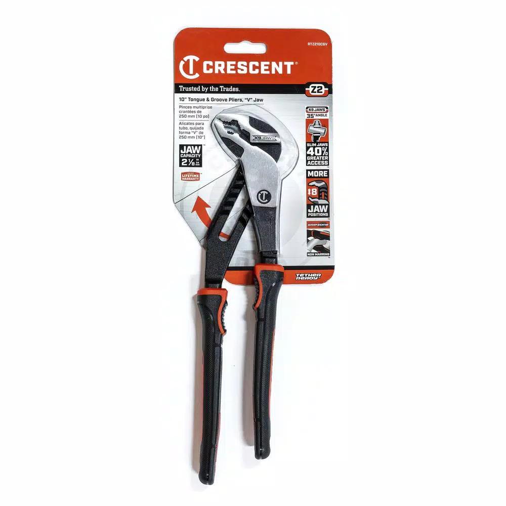 Crescent Z2 10 in. K9 V-Jaw Dual Material Tongue and Groove Pliers
