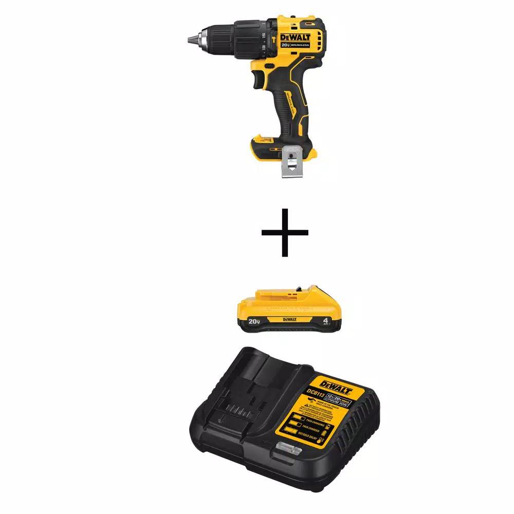 DEWALT 20V MAX ATOMIC Brushless 1/2 in. Compact Hammer Drill Kit with 4.0Ah Battery and Charger
