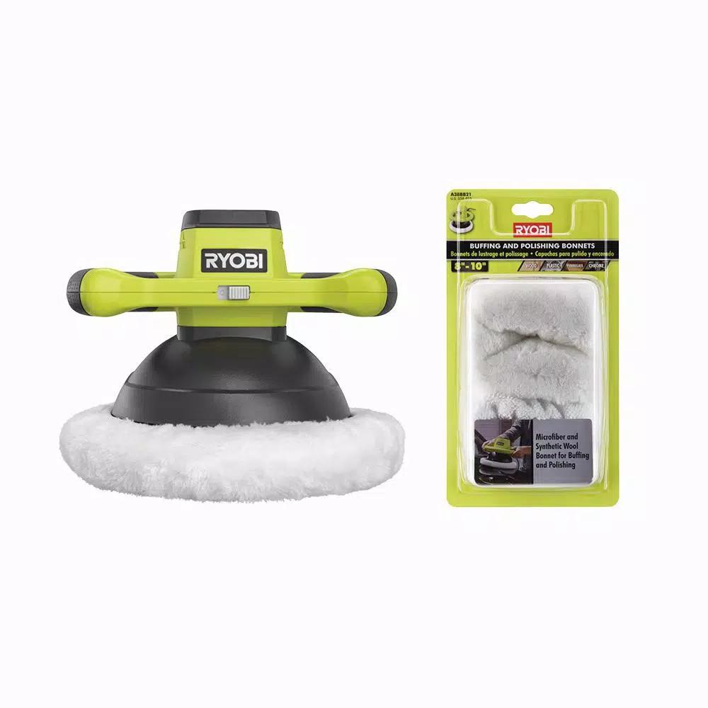 RYOBI 18V ONE+ 10 in. Cordless Orbital Buffer with 4 Buffing Bonnet Set