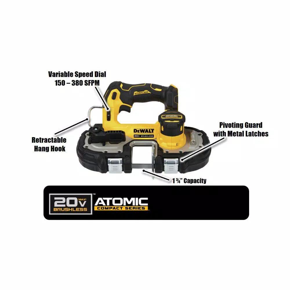 DEWALT ATOMIC 20V MAX Cordless Brushless Compact 1-3/4 in. Portable Band Saw (Tool-Only)