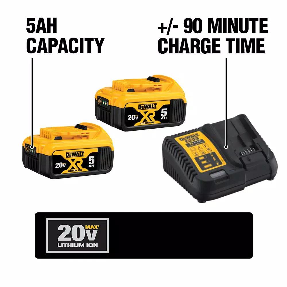 DEWALT 20V MAX XR Brushless 1 in. SDS Plus D-Handle Rotary Hammer Kit with (2) 5.0 Ah Batteries & Charger