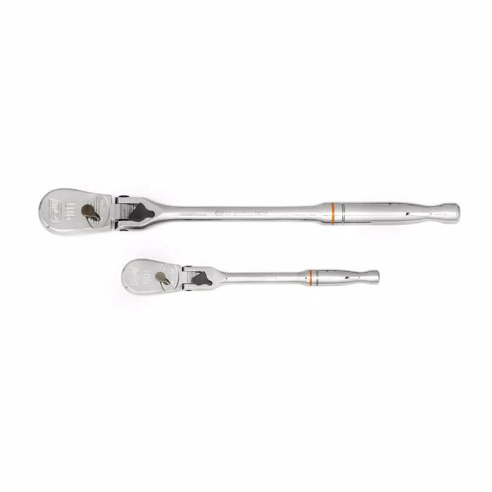 GEARWRENCH 90-Tooth Locking Flex Head Teardrop Ratchet Set, 1/4 in. and 3/8 in. Drive, 2-Piece