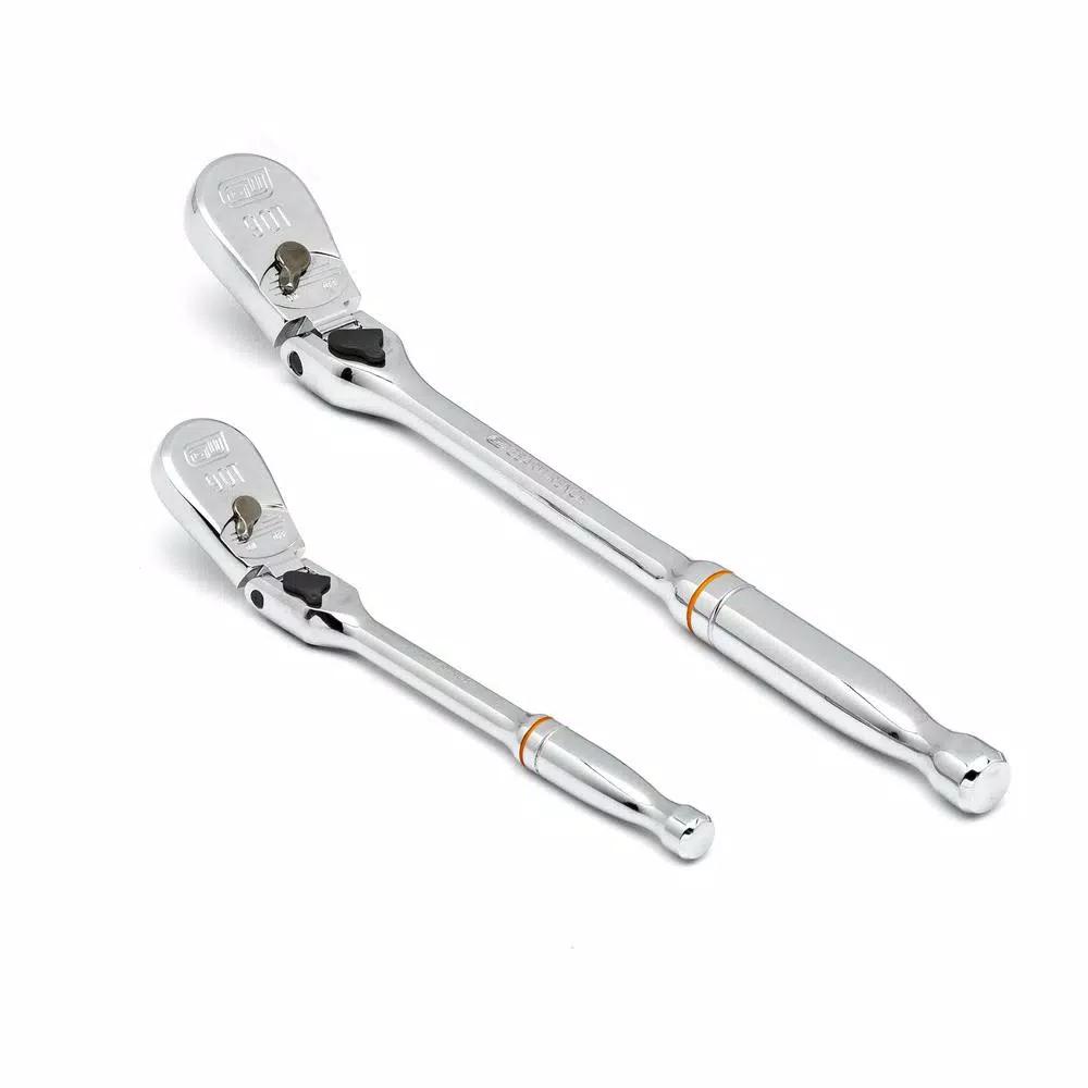 GEARWRENCH 90-Tooth Locking Flex Head Teardrop Ratchet Set, 1/4 in. and 3/8 in. Drive, 2-Piece
