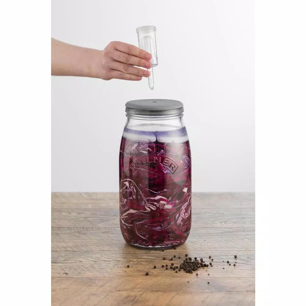 Kilner Glass Fermentation Set with Air Lock and Ceramic Stones for Sauerkraut, Kimchi, and Pickles