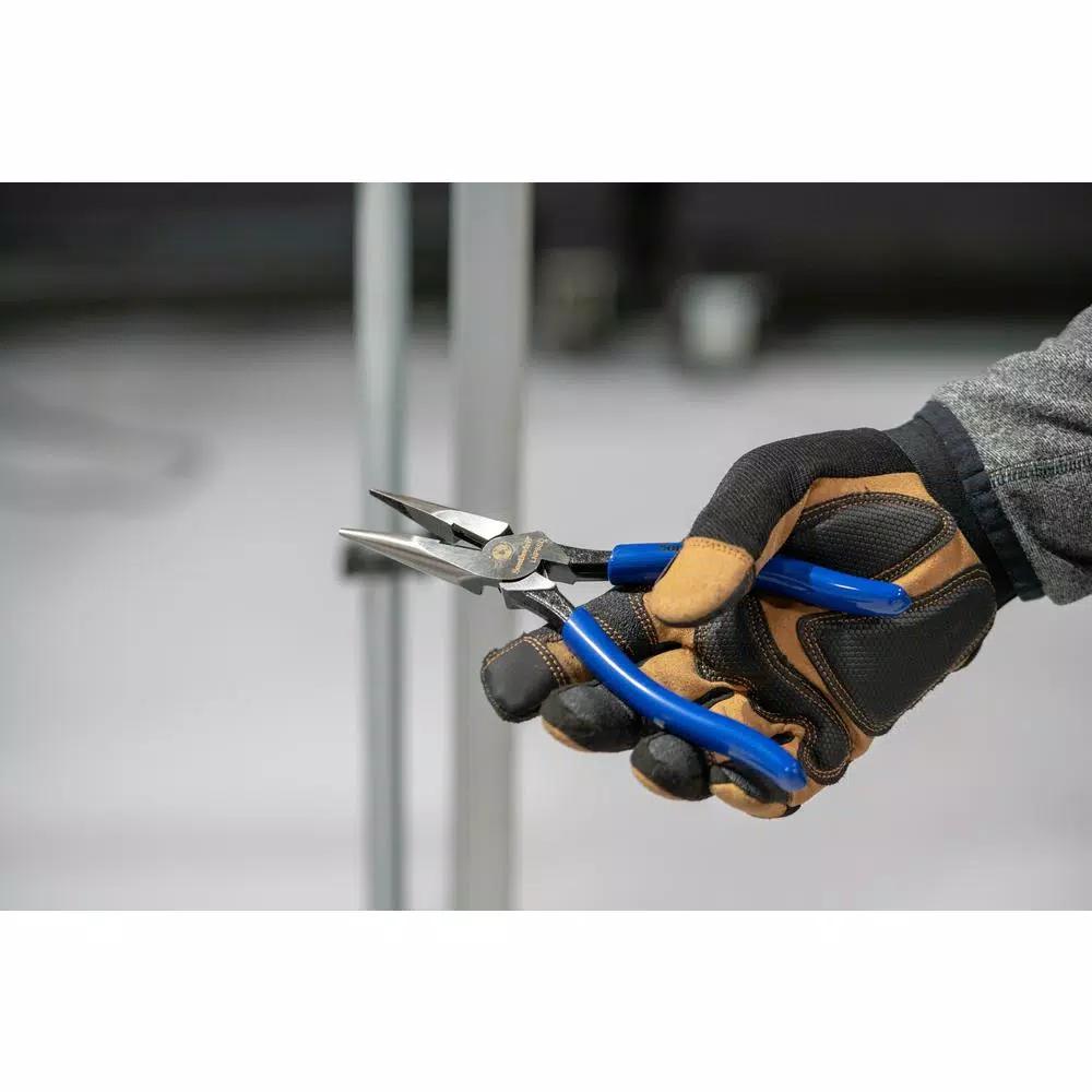 Southwire 8 in. Heavy-Duty Long-Nose Pliers with Side Cutter and Wire Stripper, Forged Steel