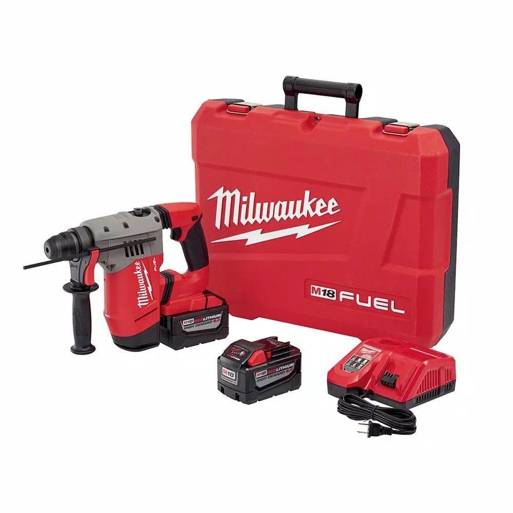 Milwaukee M18 FUEL 1-1/8 in. SDS-Plus Rotary Hammer Kit with (2) 9.0 Ah Batteries and Rapid Charger