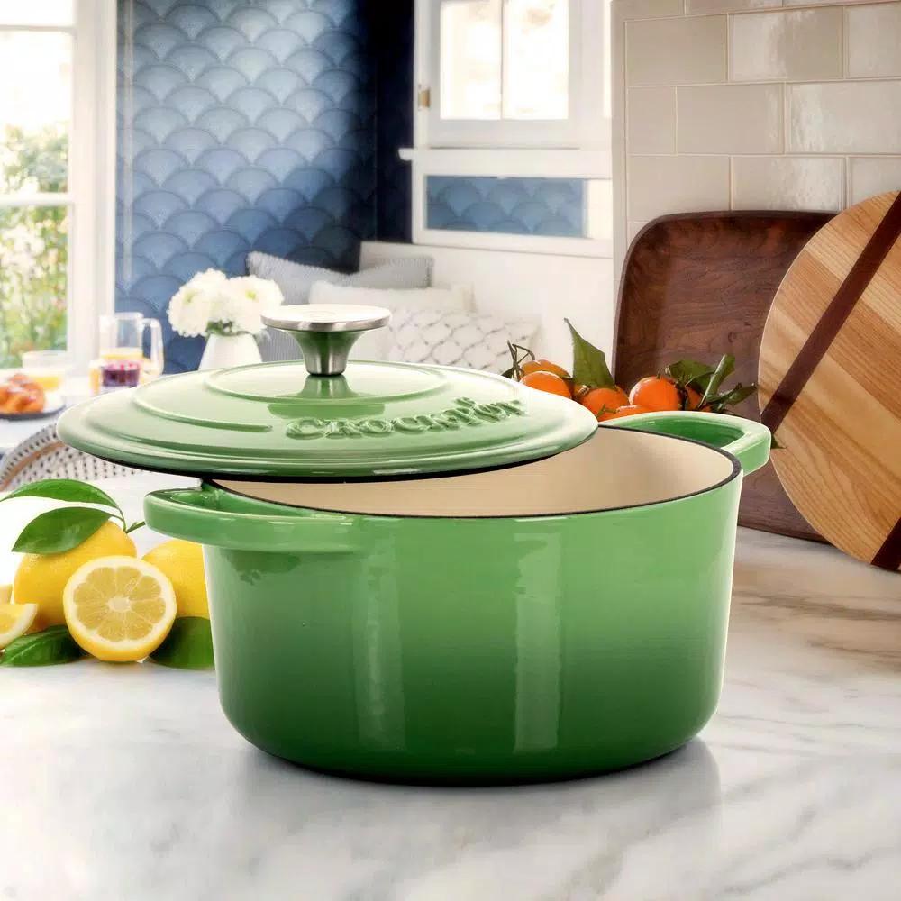 Crock-Pot Artisan 5 Qt. Enameled Cast Iron Round Dutch Oven with Lid, Pistachio Green
