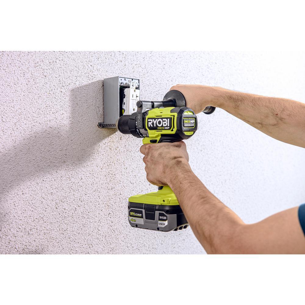 RYOBI 18V ONE+ HP Brushless 1/2 in. Hammer Drill Kit with 4.0 Ah Battery, Charger, and Tool Bag