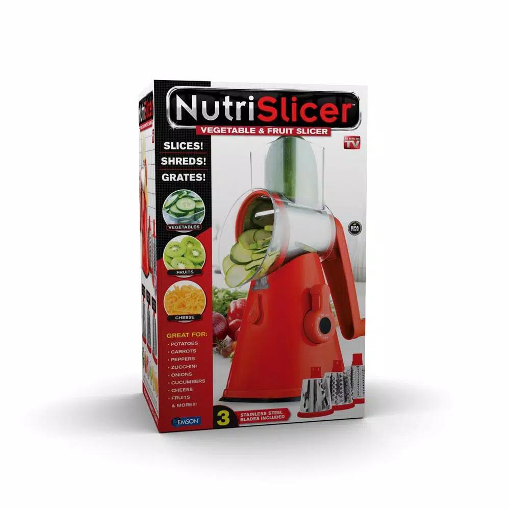 As Seen on TV NutriSlicer 3-in-1 Rotating Mandoline Slicer and Grater, Stainless Steel