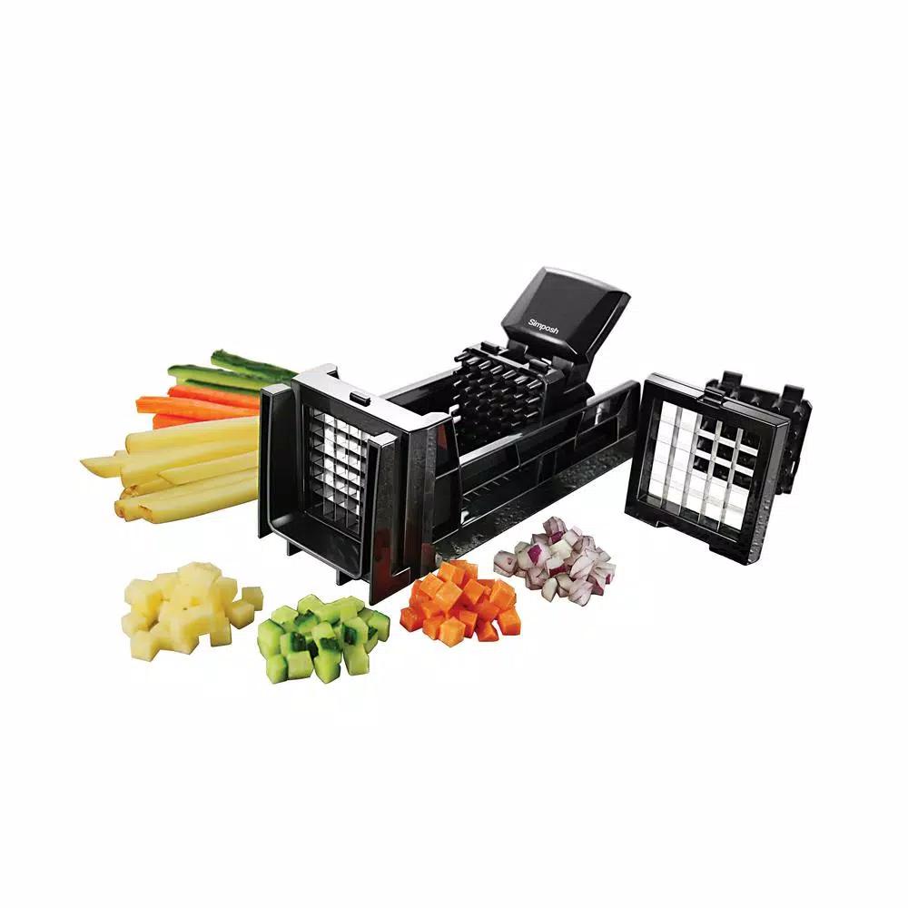Simposh Easy Food Slicer Dicer and French Fry Cutter with Ratchet Action Pusher