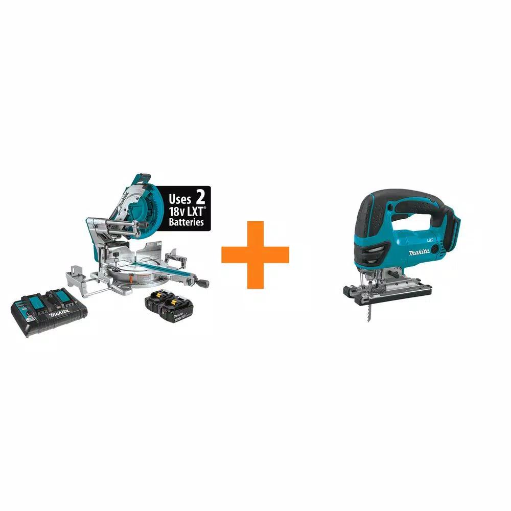 Makita 18V X2 LXT 12 in. Brushless Dual-Bevel Sliding Compound Miter Saw Kit with Bonus 18V LXT Jigsaw