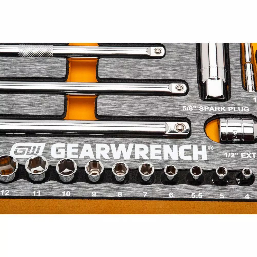 GEARWRENCH 94-Piece Metric and SAE Mechanics Hand Tool Set with EVA Socket Tray