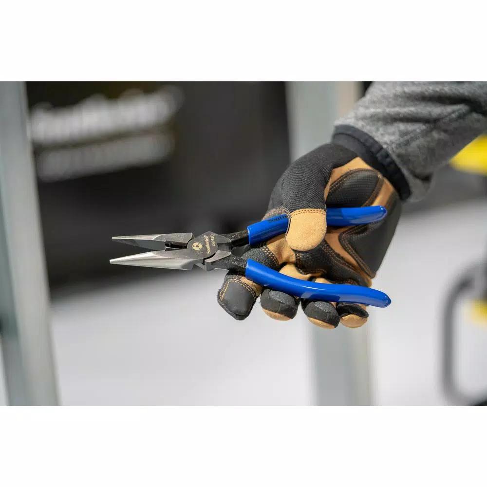 Southwire 8 in. Heavy-Duty Long-Nose Pliers with Side Cutter and Wire Stripper, Forged Steel