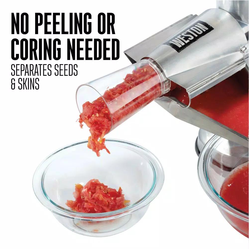 Weston Stainless Steel Food Mill and Fruit Strainer with 1-Gallon Hopper