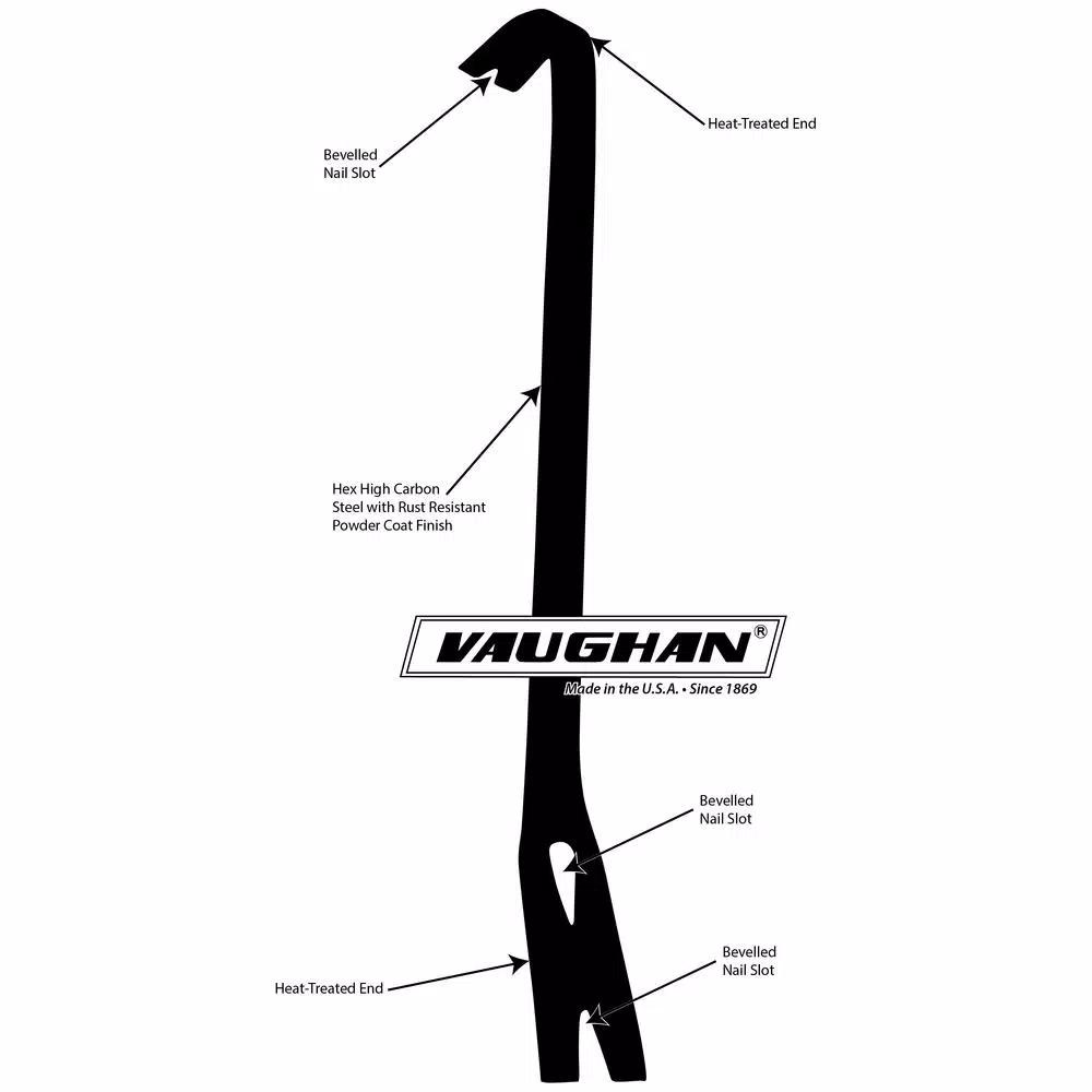 Vaughan 18 in. Ripping Bar, 3/4 in. Hex High Carbon Steel Pry Bar