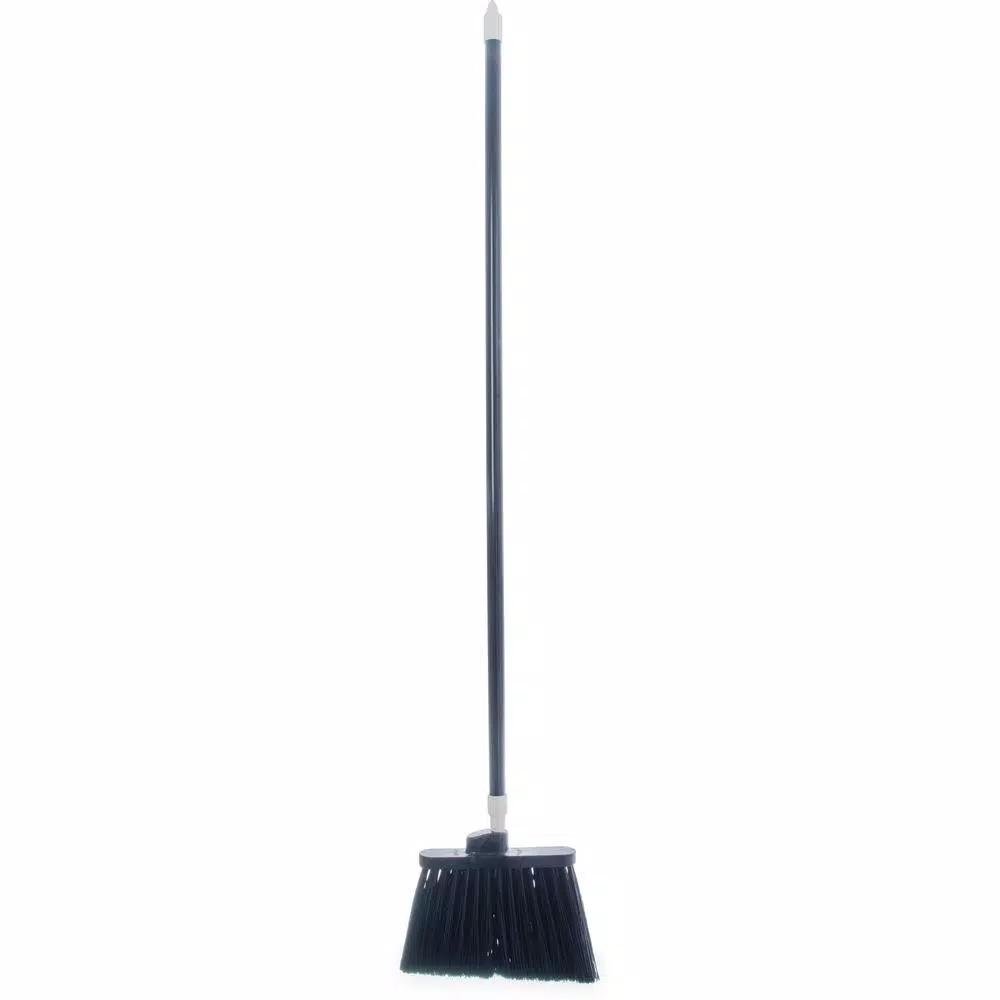 Carlisle Duo-Sweep 12 in. Angle Broom with 48 in. Fiberglass Handle, Black