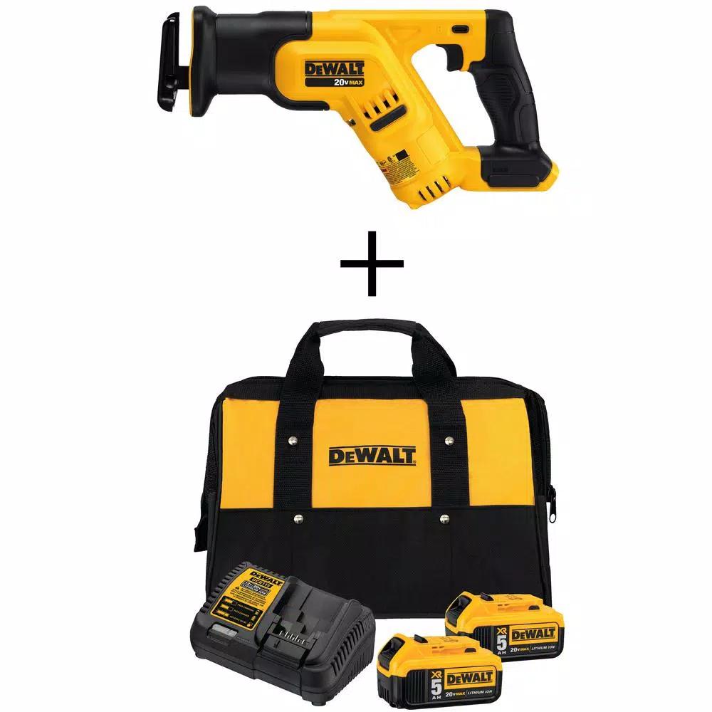DEWALT 20V MAX Cordless Compact Reciprocating Saw Kit with (2) 5.0 Ah Batteries and Charger