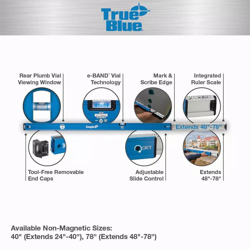 Empire True Blue 48 in. to 78 in. Extendable Box Level