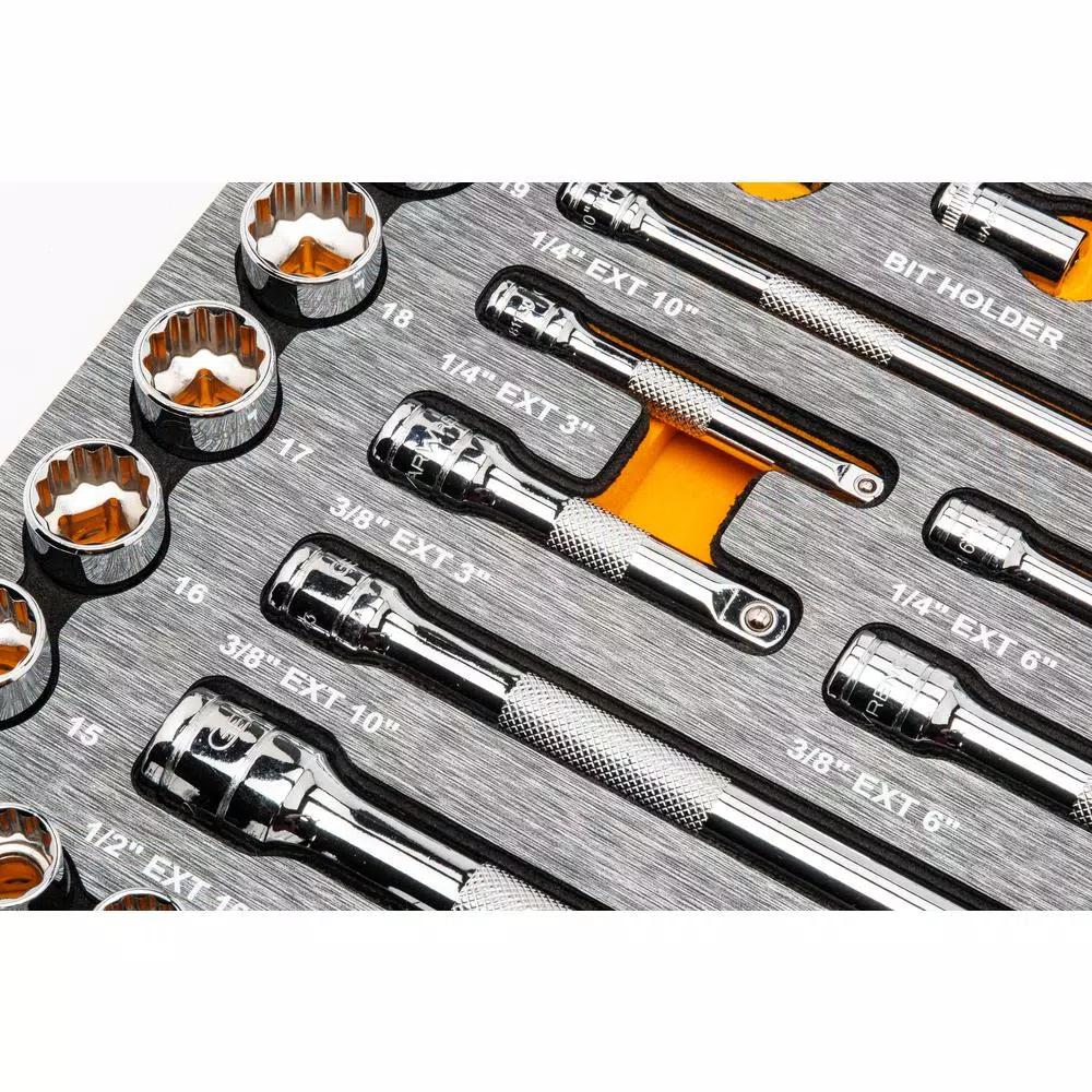GEARWRENCH 94-Piece Metric and SAE Mechanics Hand Tool Set with EVA Socket Tray