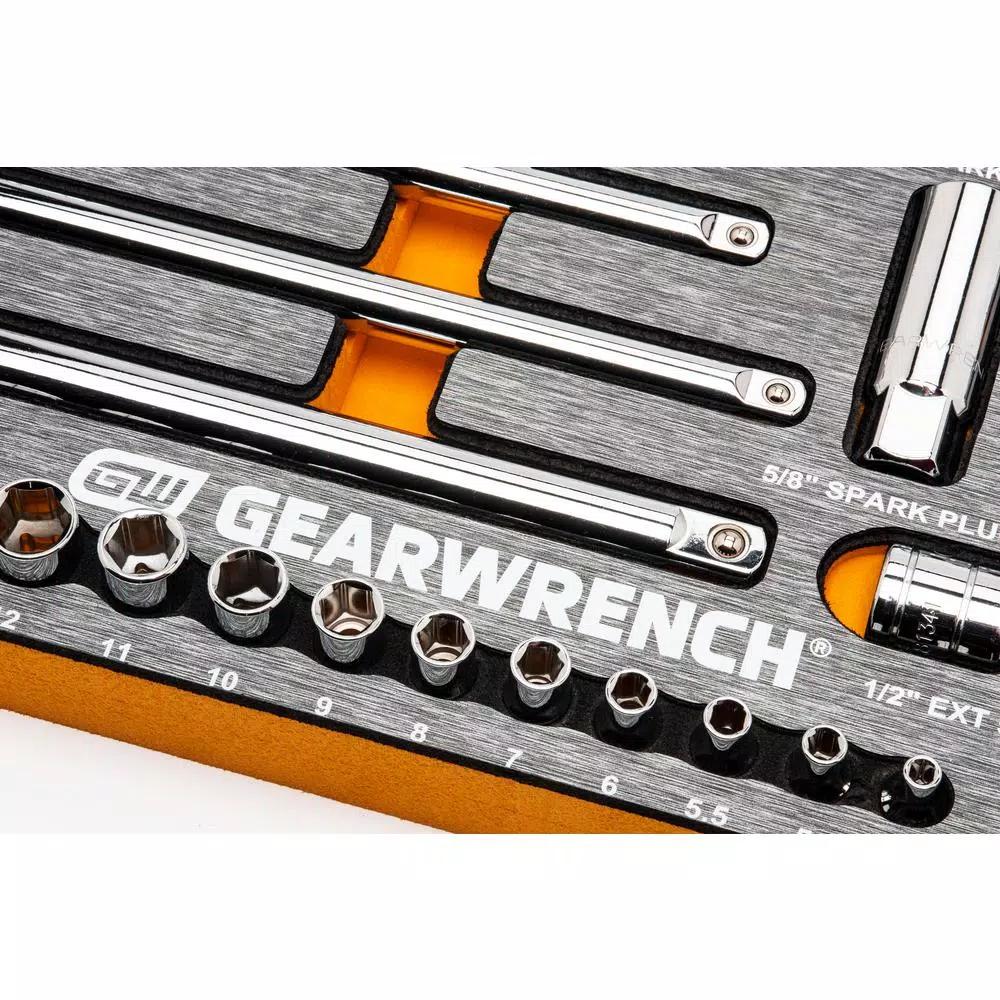 GEARWRENCH 94-Piece Metric and SAE Mechanics Hand Tool Set with EVA Socket Tray