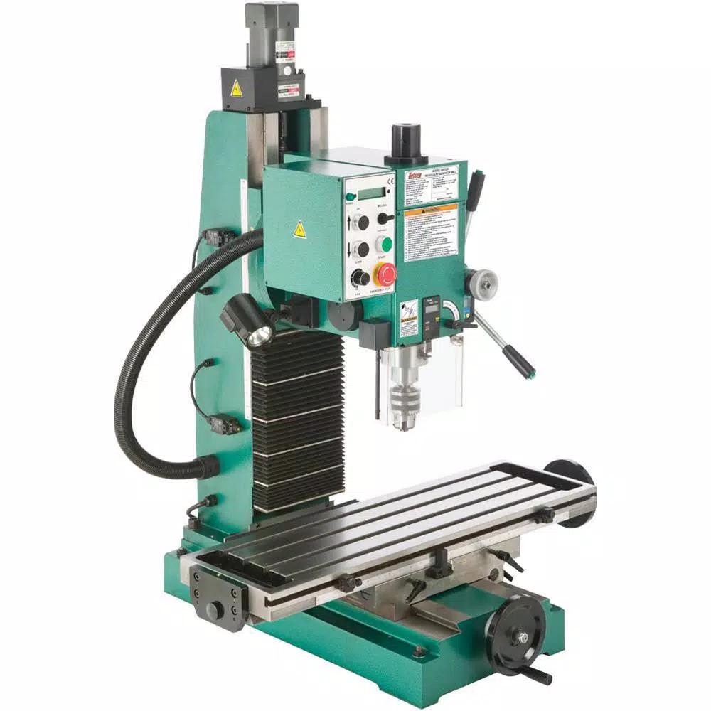 Grizzly Industrial Heavy-Duty Benchtop Milling Machine with Motorized Headstock and Digital Displays