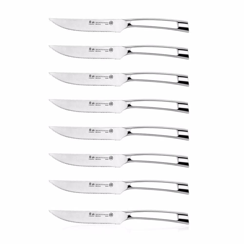 Cangshan N1 Series 5 in. Steak Knife Set with Acacia Wood Block, 9-Piece Set