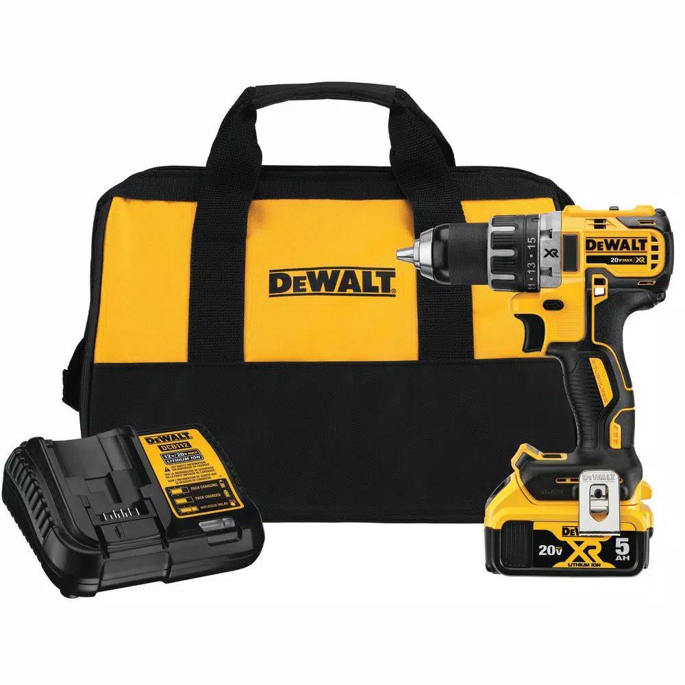 DEWALT 20V MAX XR Brushless 1/2 in. Drill/Driver Kit with (3) 5.0 Ah Batteries & Charger