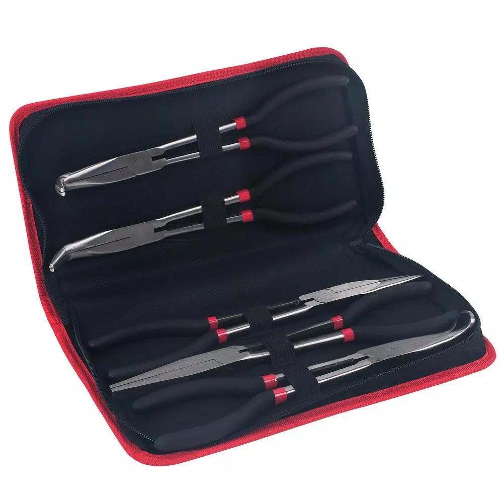 KING 5-Piece Long Nose Pliers Set, 11 in. Straight, 90-Degree, 45-Degree, Hose, Cable, and Flat Nose