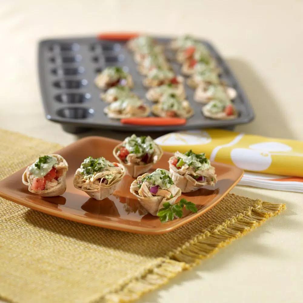 Rachael Ray Oven Lovin' 24-Cup Mini Muffin and Cupcake Pan, Nonstick Aluminum