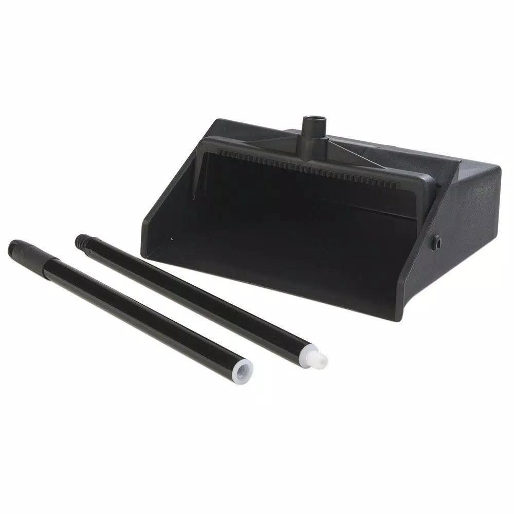 Carlisle 12 in. Black Lobby Dust Pan with 30 in. 2-Piece Metal Handle