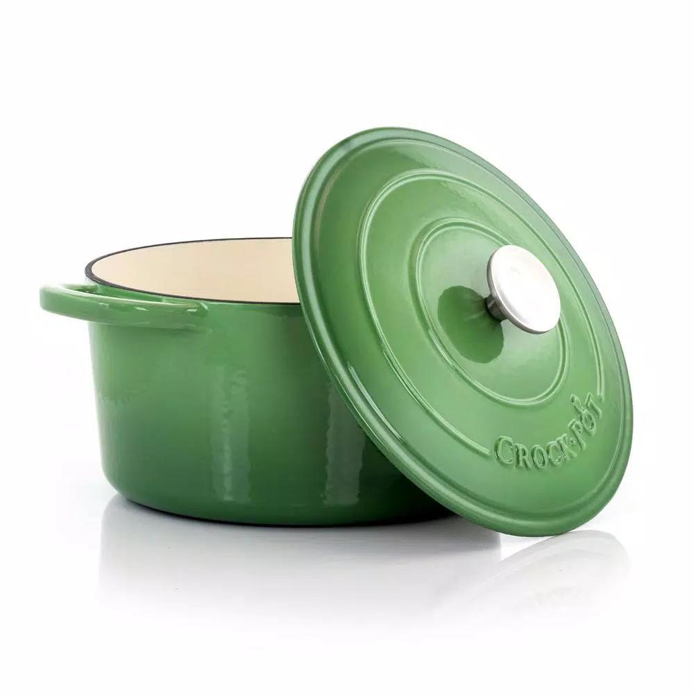 Crock-Pot Artisan 5 Qt. Enameled Cast Iron Round Dutch Oven with Lid, Pistachio Green