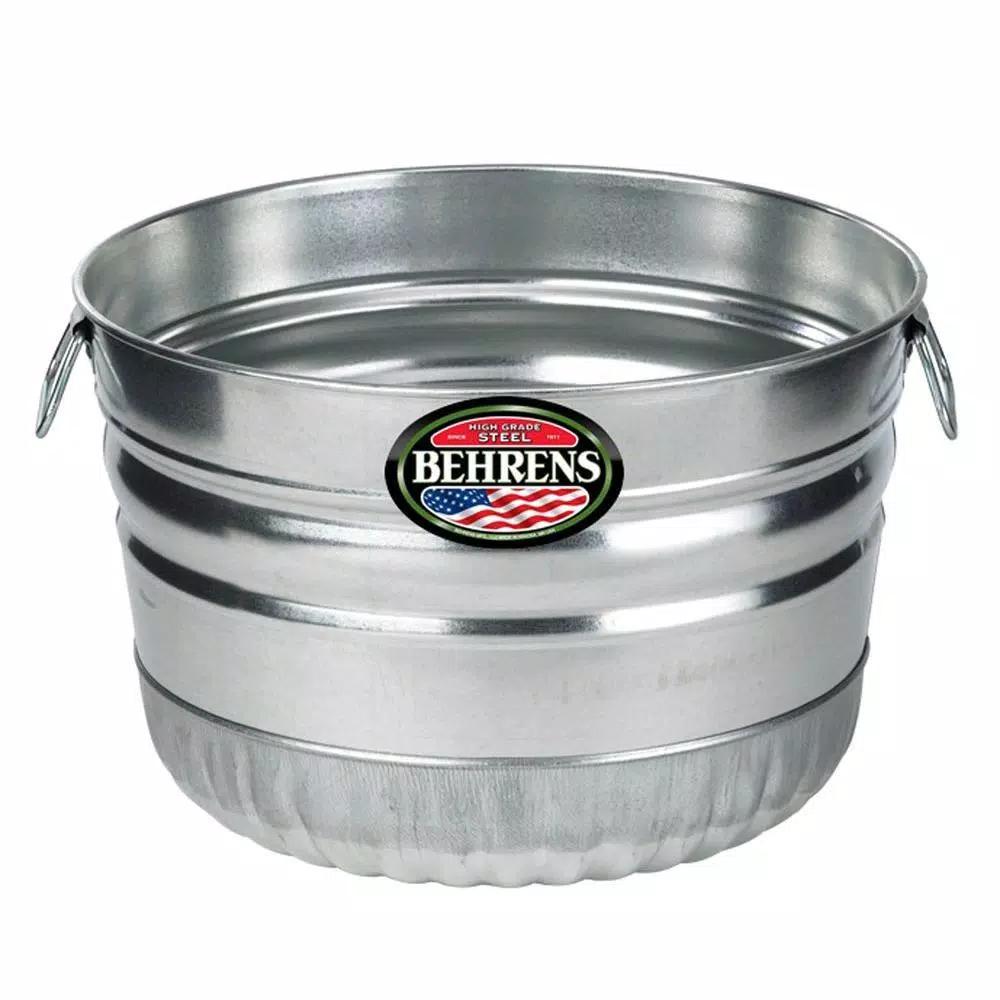 Behrens 1 Bushel Galvanized Steel Utility Basket, 9 Gallon Metal Harvest Tub
