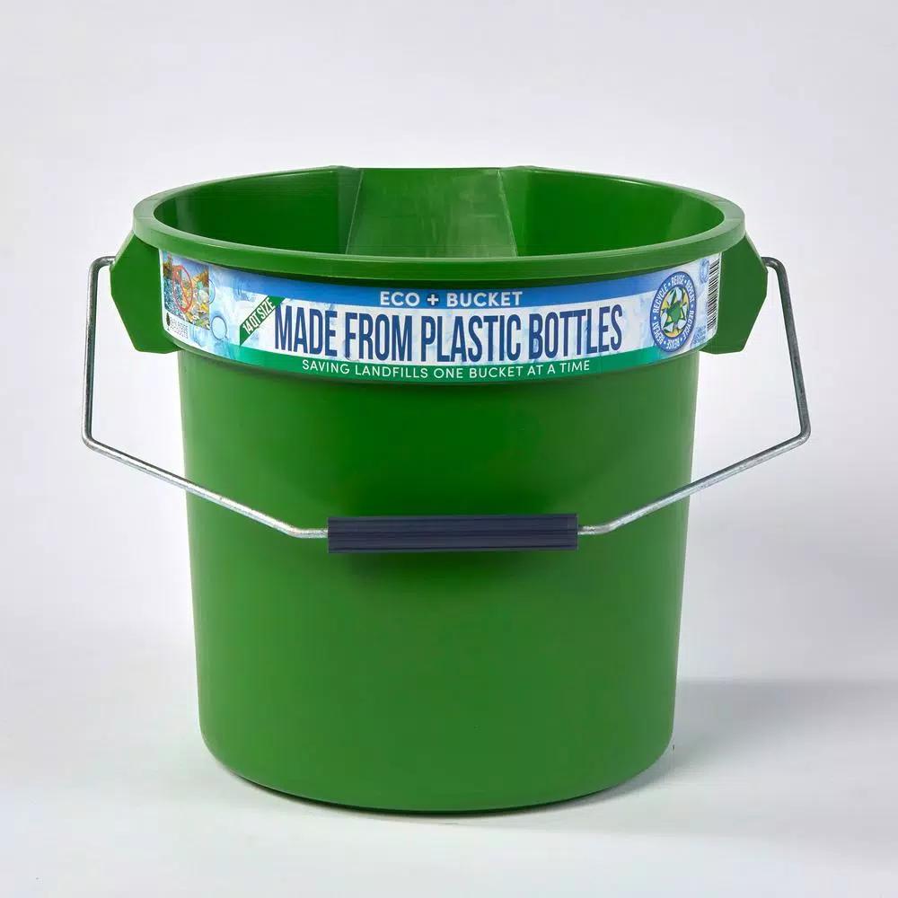 TAFCO PRODUCTS Tafco 3.5 Gal. ECO Utility Bucket, 14 Qt. Heavy-Duty Recycled Plastic Pail with Spout and Sponge, Green