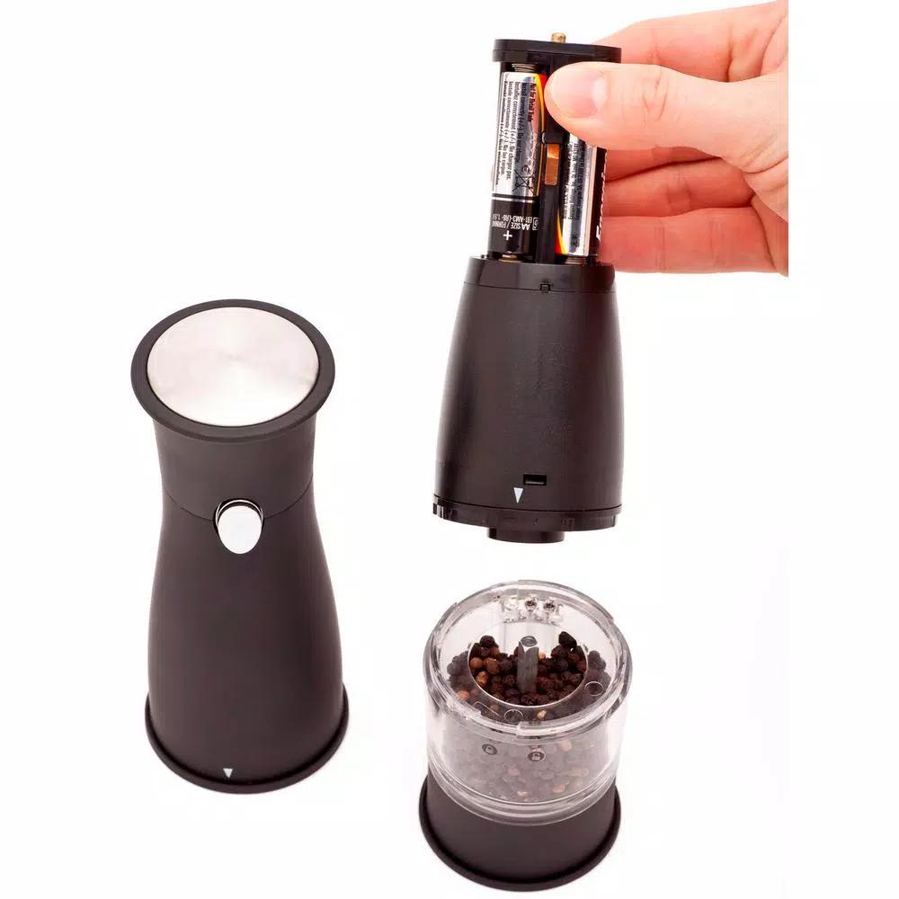 Ozeri Artesio Electric Salt and Pepper Grinder Set, BPA-Free Ceramic Burr Mills with Built-in Light