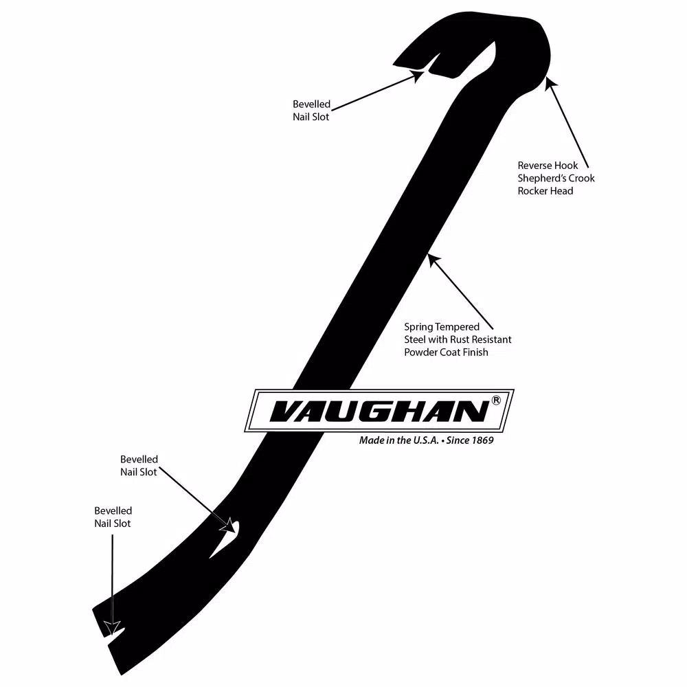 Vaughan B215H 15 in. Steel Hook Bar Nail Puller Pry Bar
