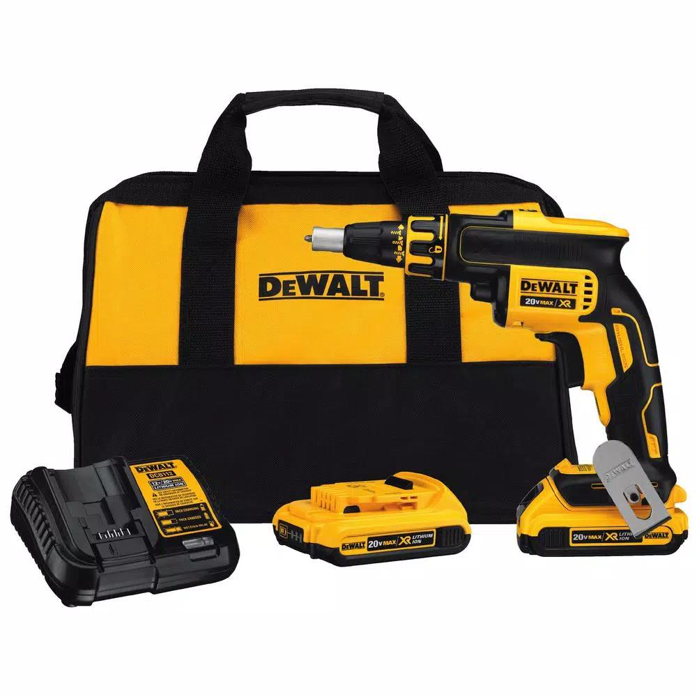 DEWALT 20V MAX XR Brushless Cordless Drywall Screw Gun Kit with (2) 2.0Ah Batteries & Cut-Out Tool