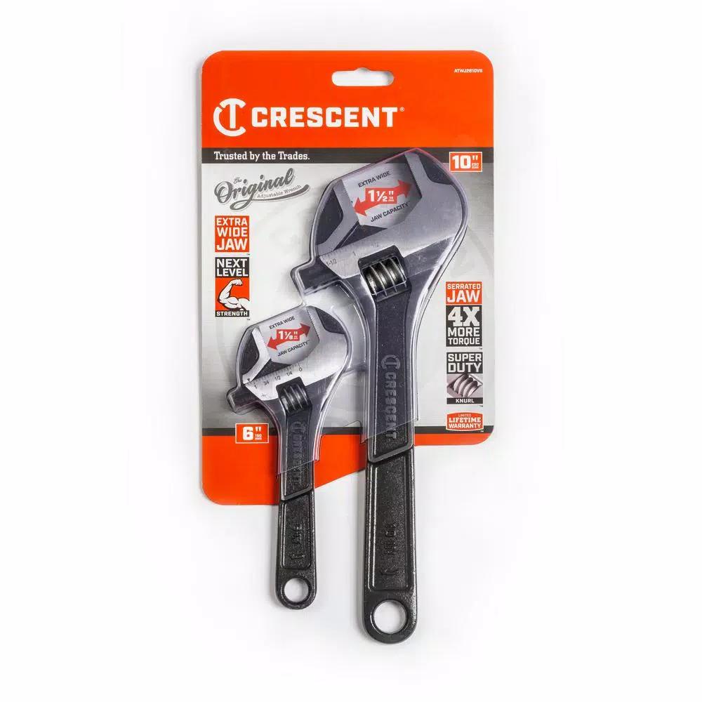 Crescent 4-Piece Adjustable Wrench Set, 6 in. and 10 in. Wide Jaw and Normal Jaw