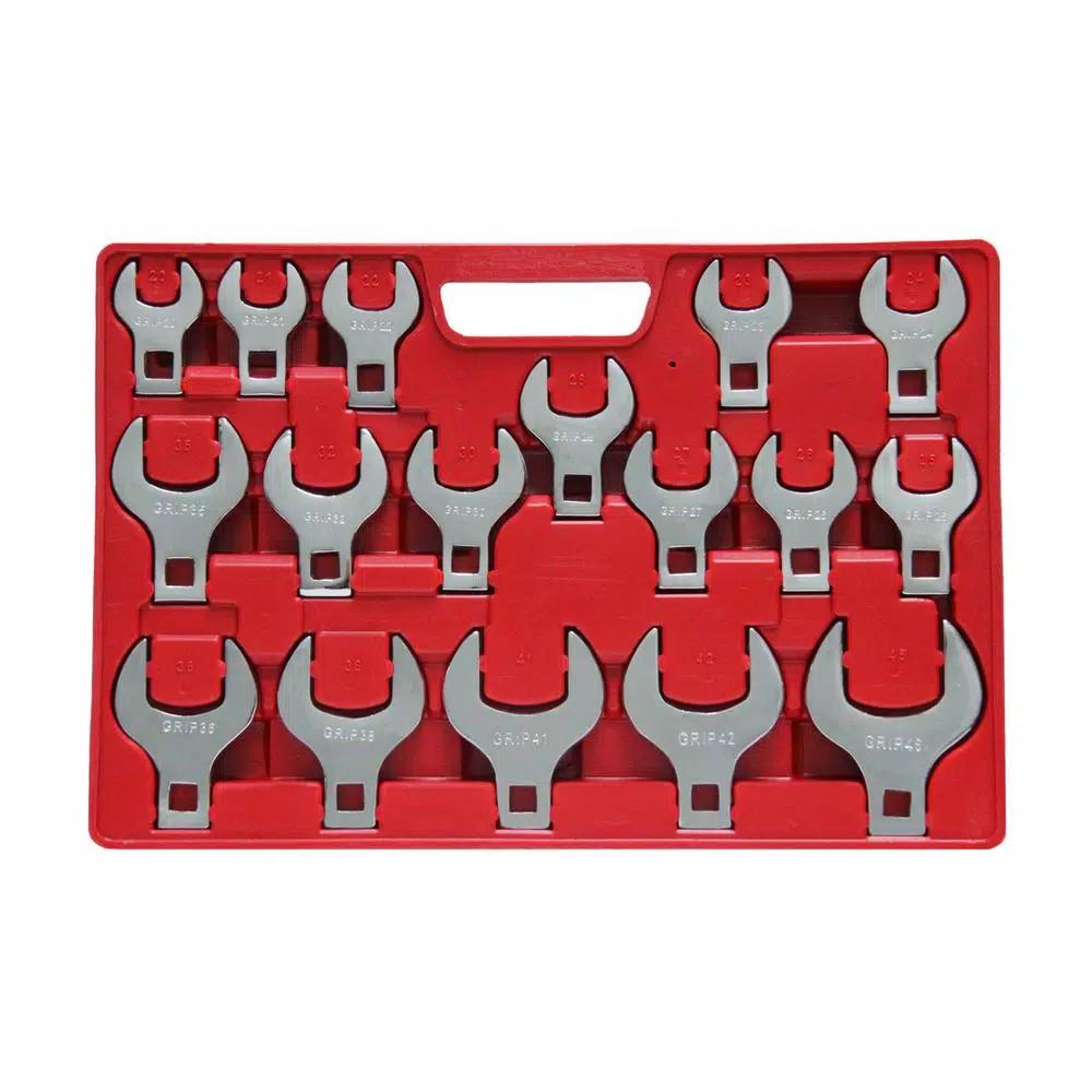 Grand Rapids Industrial Products 1/2 in. Drive Metric Jumbo Crowfoot Wrench Set, 17-Piece
