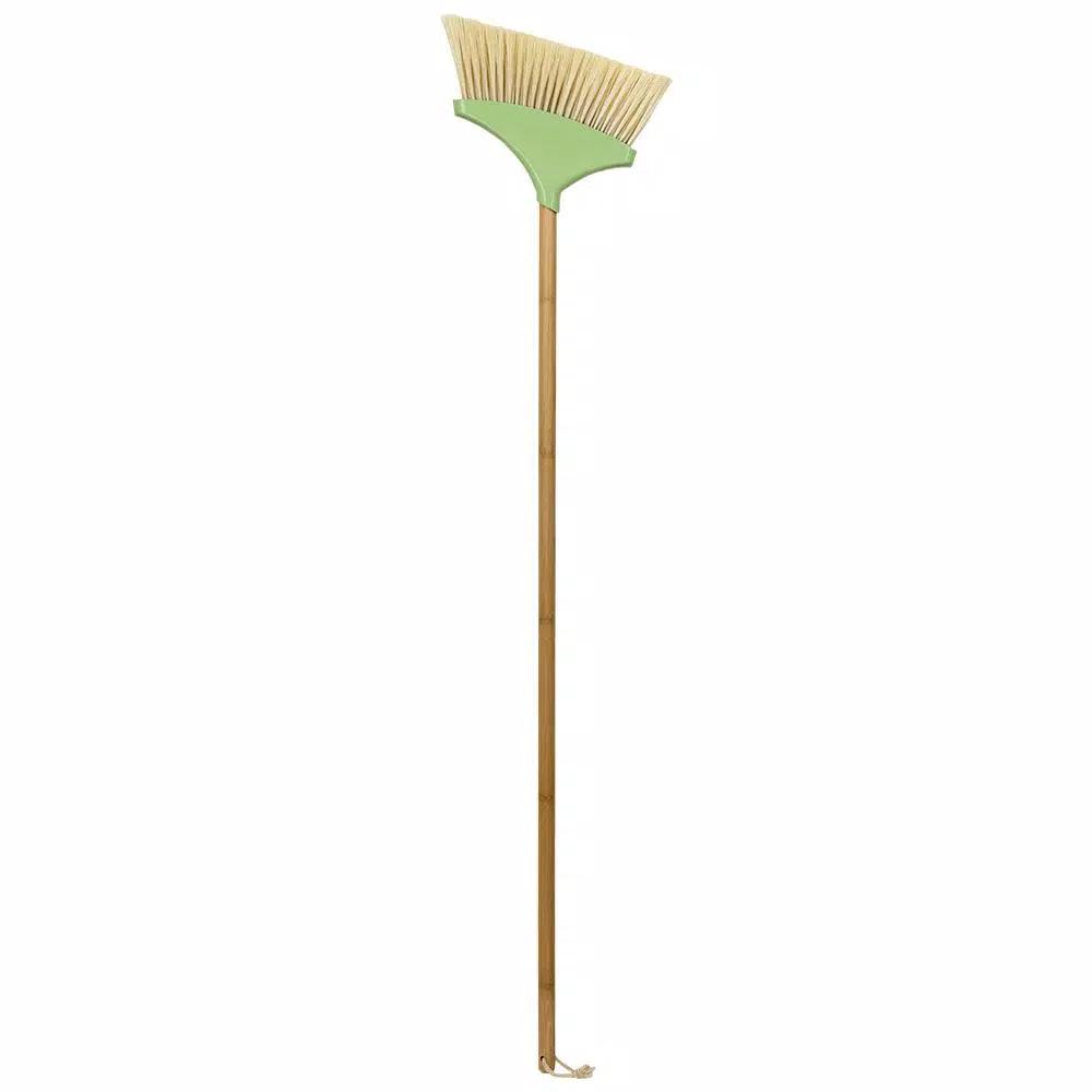 Home Basics Bliss 10 in. Angle Broom with Eco-Friendly Bamboo Handle and Nylon Bristles