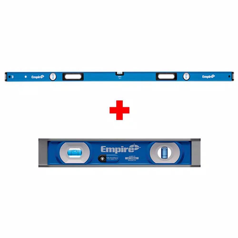 Empire e75 Series 96 in. Aluminum Box Level and 9 in. UltraView LED Torpedo Level Set