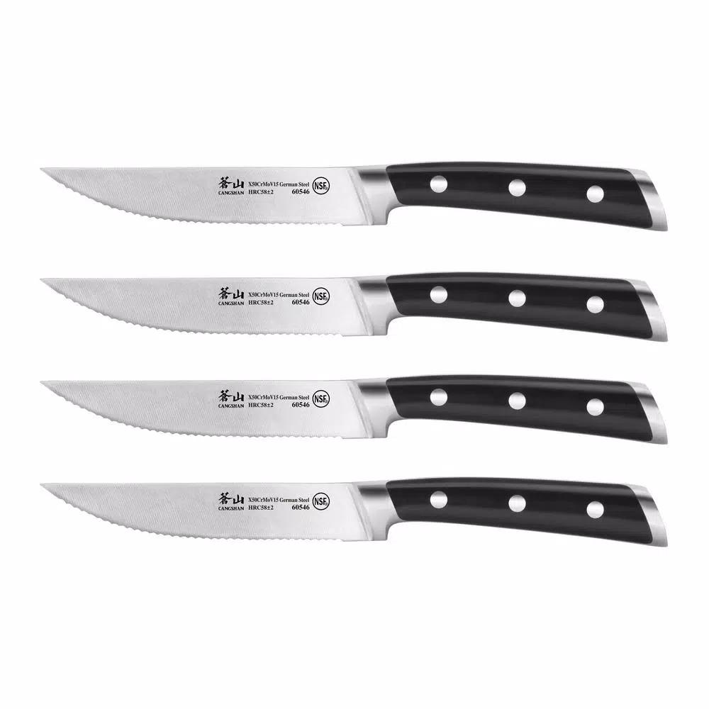 Cangshan S Series 5 in. German Steel Forged Serrated Steak Knife Set, 4-Piece