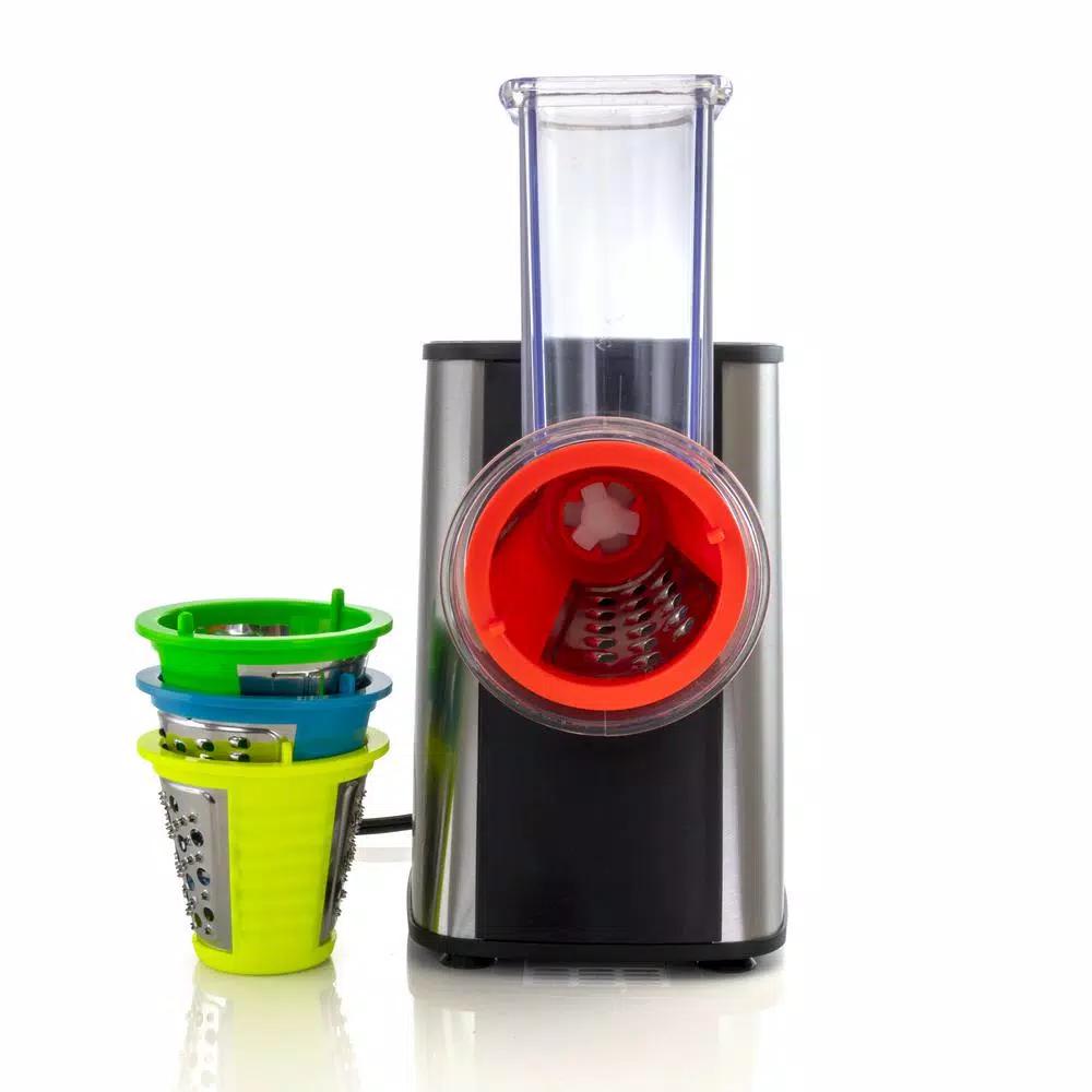 MegaChef Stainless Steel Electric Salad Maker 4-in-1 Slicer, Shredder, Chopper and Shooter