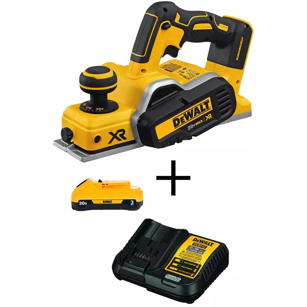 DEWALT 20V MAX XR Cordless Brushless 3-1/4 in. Planer Kit with 3.0Ah Battery and Charger