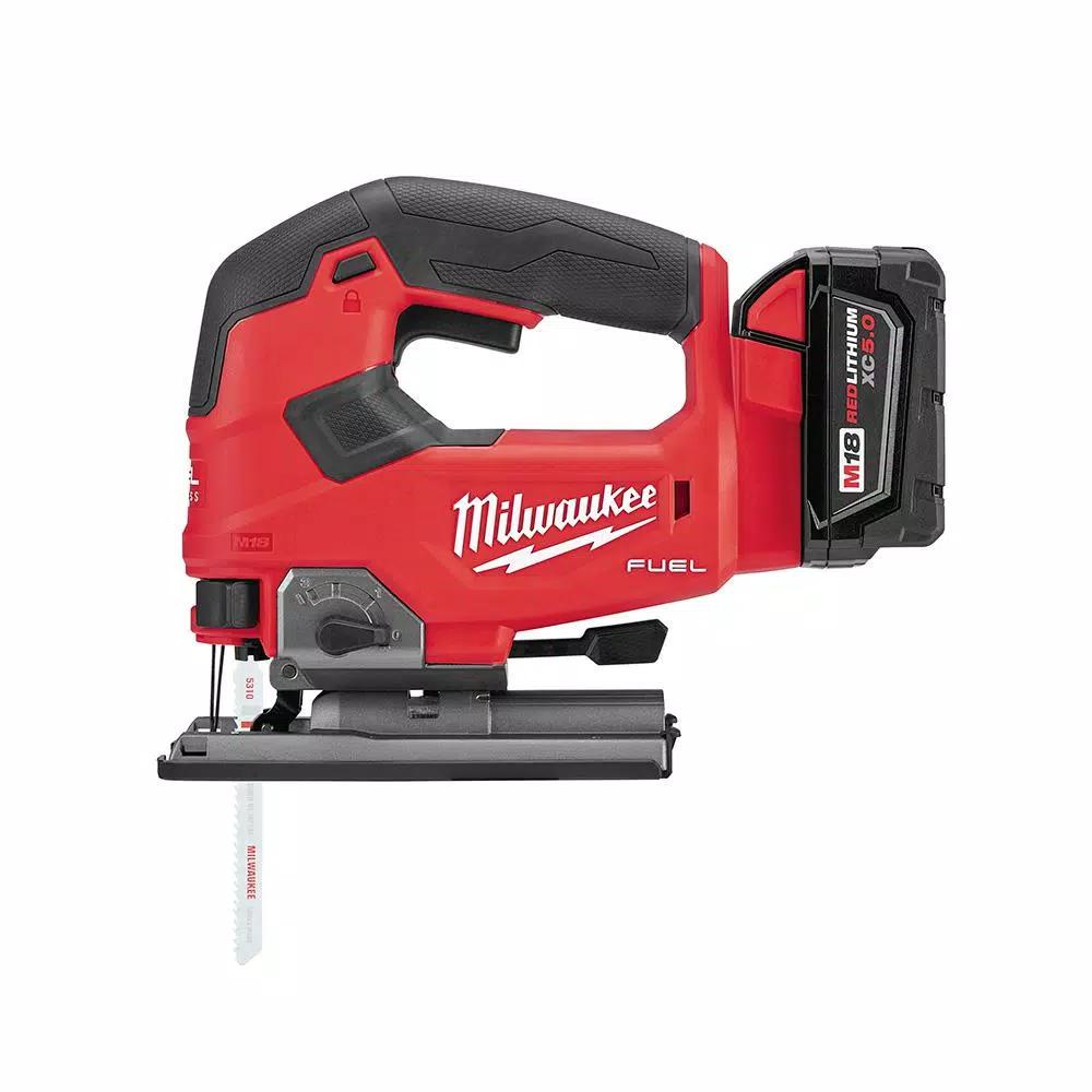 Milwaukee M18 FUEL 18V Brushless Compact Router & D-Handle Jig Saw Combo Kit with 5.0 Ah Battery & Charger