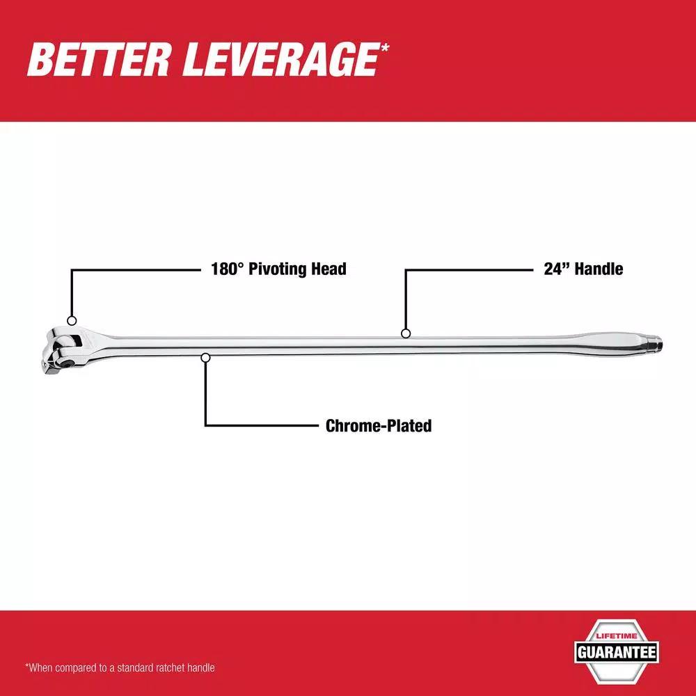 Milwaukee 1/2 in. Drive 24 in. Breaker Bar with 180° Swivel Head