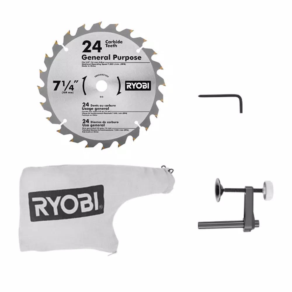 RYOBI ONE+ 18V Cordless 7-1/4 in. Compound Miter Saw Kit with (2) 3.0 Ah LITHIUM+ HP Batteries and Dual Chemistry Charger